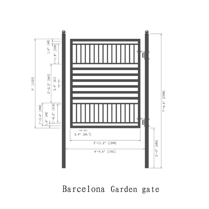 Aleko Steel Pedestrian Gate - Barcelona Style - 5 ft - PGBARC-AP
