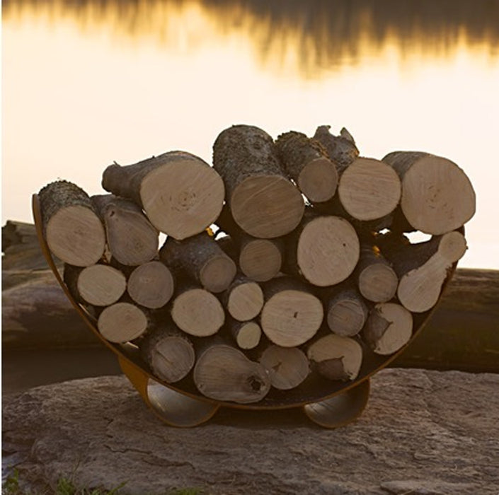 Fire Pit Art Log Rack - Crescent Log Rack