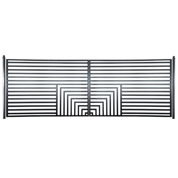 Aleko Steel Dual Swing Driveway Gate - Florence Style - 18 x 6 Feet DG18FLORD-AP