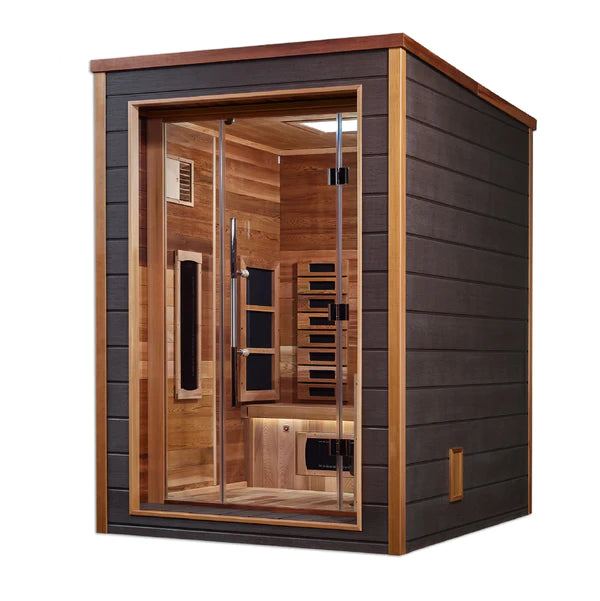 Golden Designs Nora 2 Person GDI-8222-01 Outdoor-Indoor PureTech™ Hybrid Full Spectrum Sauna - Canadian Red Cedar Interior