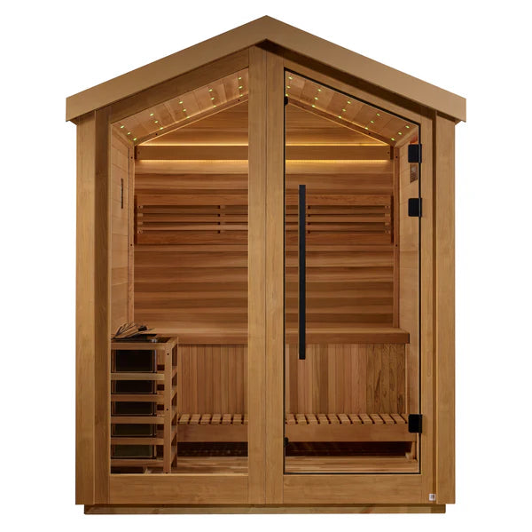 Golden Designs Savonlinna 3 Person Outdoor Traditional Sauna - Canadian Red Cedar Interior GDI‐8503‐01