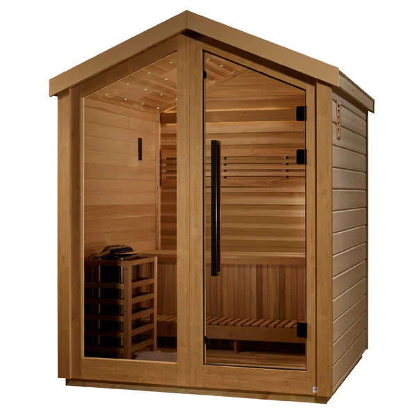 Golden Designs Savonlinna 3 Person Outdoor Traditional Sauna - Canadian Red Cedar Interior GDI‐8503‐01