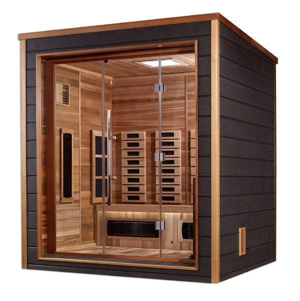 Golden Designs Visby 3 Person GDI-8223-01 Outdoor-Indoor PureTech™ Hybrid Full Spectrum Sauna - Canadian Red Cedar Interior