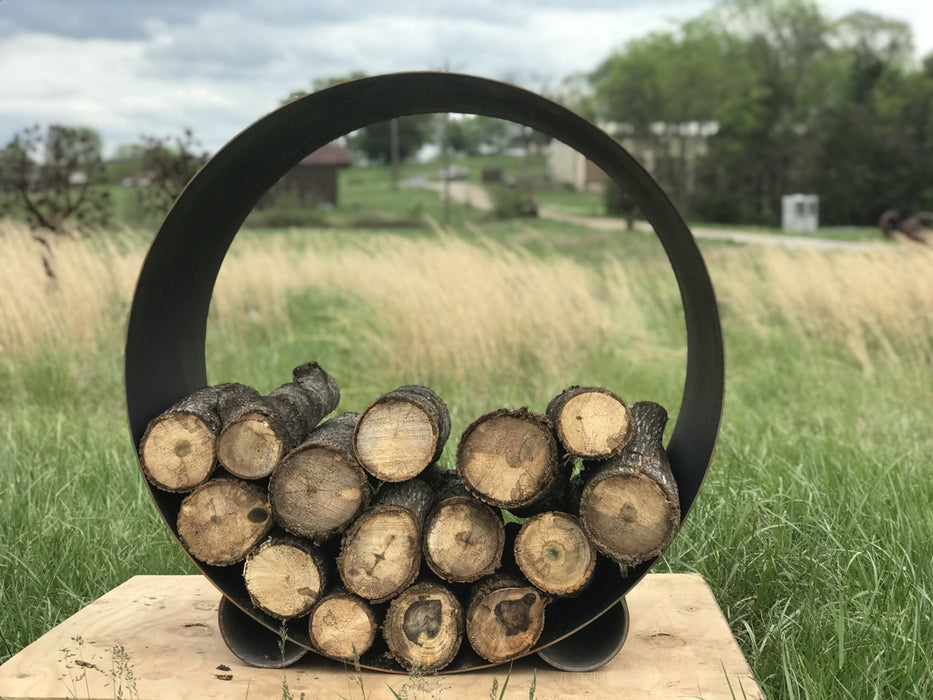 Fire Pit Art The Orbit - Round Steel Log Rack