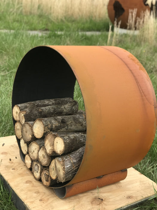 Fire Pit Art The Orbit - Round Steel Log Rack