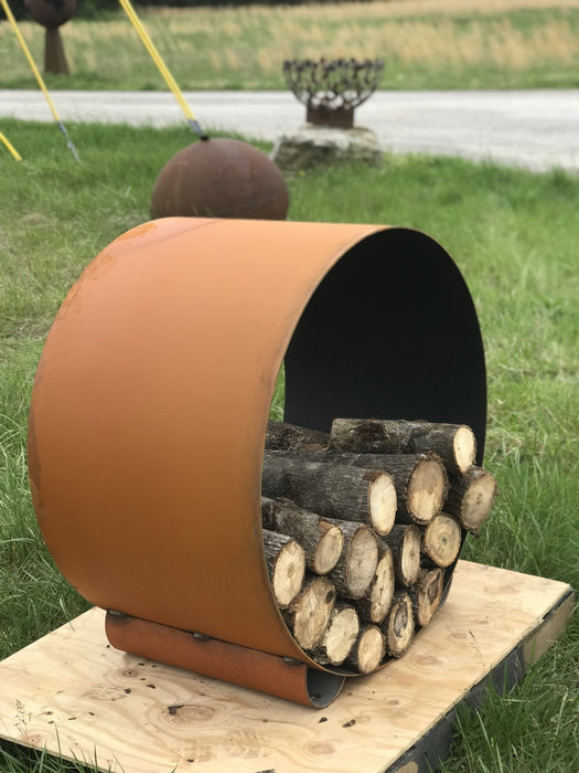 Fire Pit Art The Orbit - Round Steel Log Rack