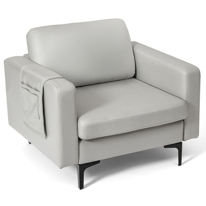 Costway Modern Accent Armchair with Side Storage Pocket