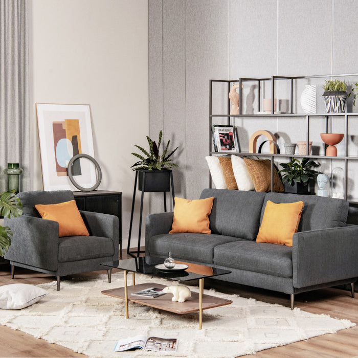 Costway Modern Sofa Couch with Solid Metal Legs and Removable Backrest Cushion