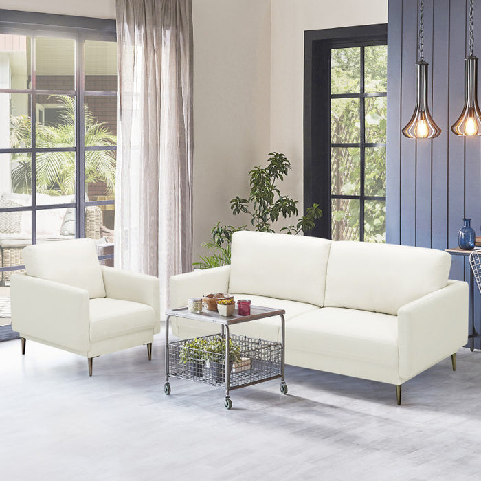 Costway Modern Sofa Couch with Solid Metal Legs and Removable Backrest Cushion