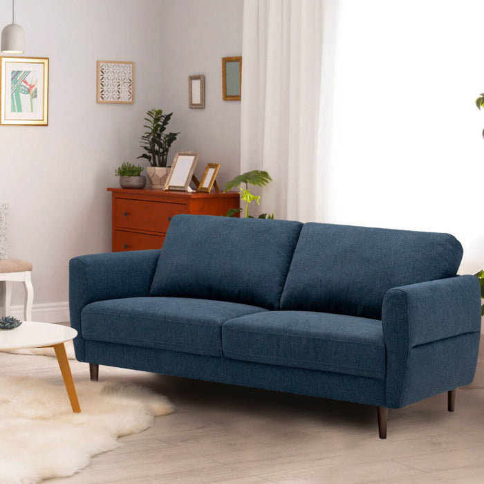 Costway 72 Inch Small Fabric Loveseat Sofa Couch with Wood Legs