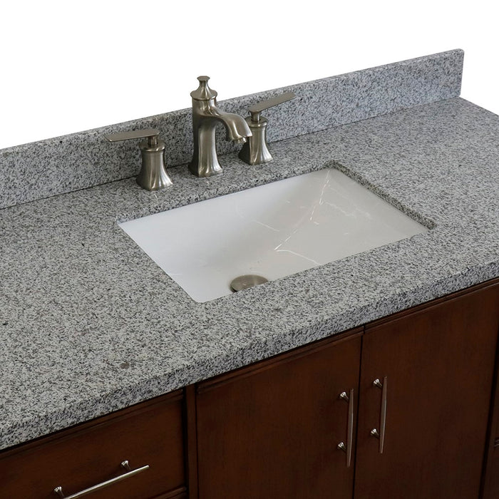 Bellaterra Home 49 in. Single Sink Vanity in Walnut Finish with Gray Granite and Rectangle Sink
