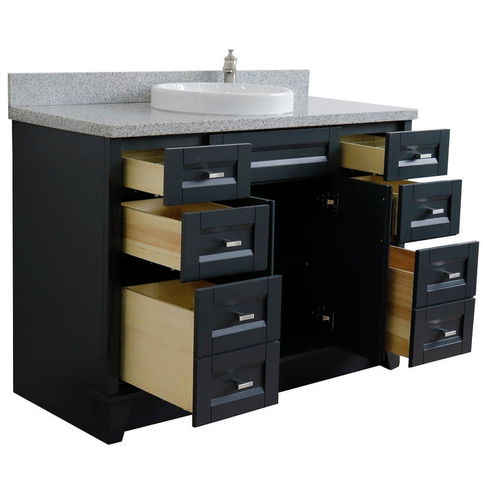 Bellaterra Home 49 in. Single Sink Vanity in Dark Gray Finish with Gray Granite and Round Sink