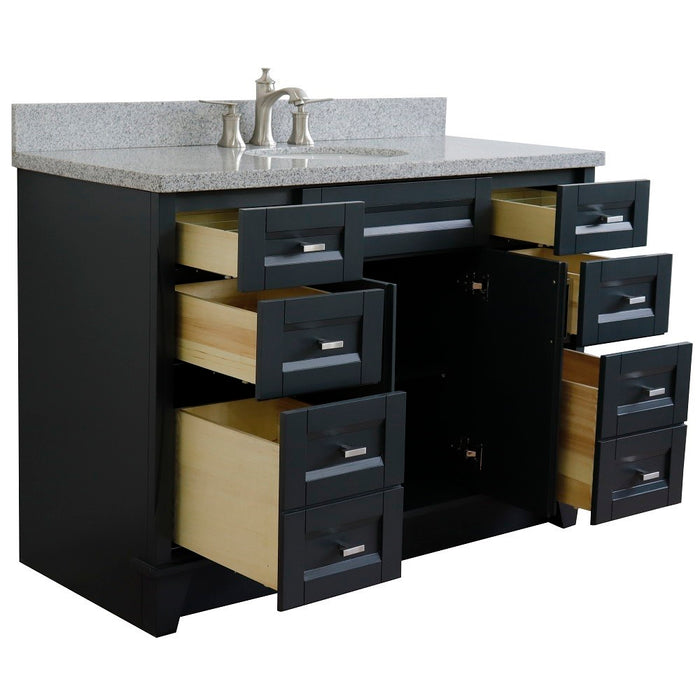 Bellaterra Home 49 in. Single Sink Vanity in Dark Gray Finish with Gray Granite and and Oval Sink