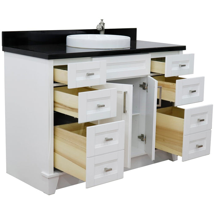 Bellaterra Home 49 in. Single Sink Vanity in White Finish with Black Galaxy Granite and Round Sink