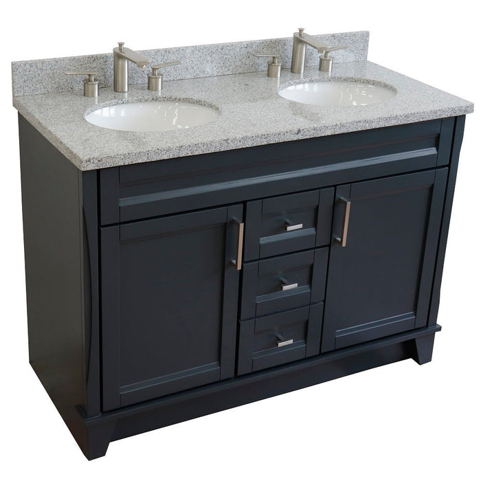 Bellaterra Home 49 in. Double Sink Vanity in Dark Gray Finish with Gray Granite and Oval Sink