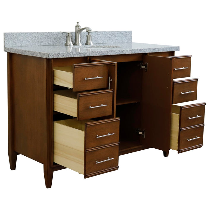 Bellaterra Home 49 in. Single Sink Vanity in Walnut Finish with Gray Granite and Oval Sink