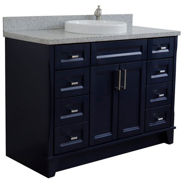 Bellaterra Home 49 in. Single Sink Vanity in Blue Finish with Gray Granite and Round Sink