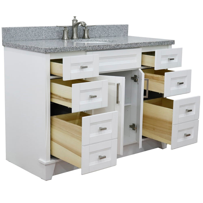 Bellaterra Home 49 in. Single Sink Vanity in White Finish with Gray Granite and and Oval Sink