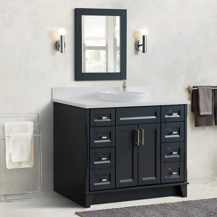 Bellaterra Home 49 in. Single Sink Vanity in Dark Gray Finish with White Quartz and Round Sink