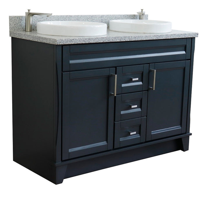 Bellaterra Home 49 in. Double Sink Vanity in Dark Gray Finish with Gray Granite and Round Sink