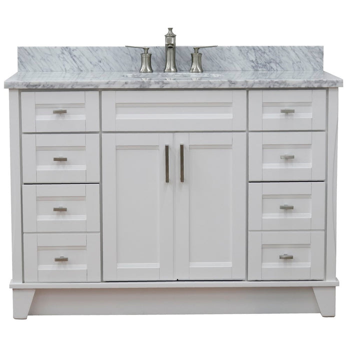 Bellaterra Home 49 in. Single Sink Vanity in White Finish with White Carrara Marble and and Oval Sink