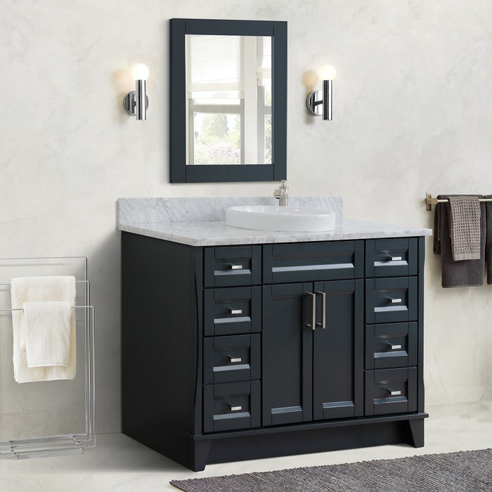 Bellaterra Home 49 in. Single Sink Vanity in Dark Gray Finish with White Carrara Marble and Round Sink