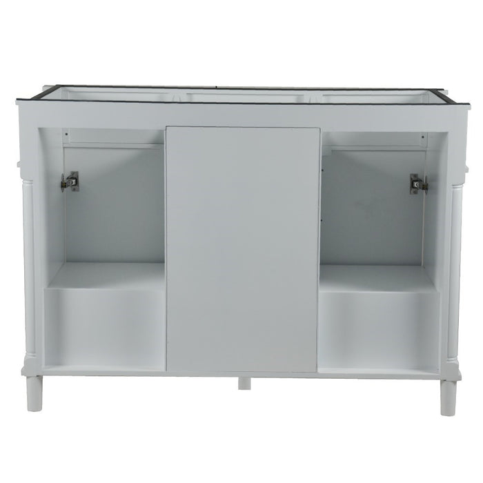 Bellaterra Home Napa 48 in. Double Vanity in White with White Carrara Marble Top with Brushed Nickel Hardware