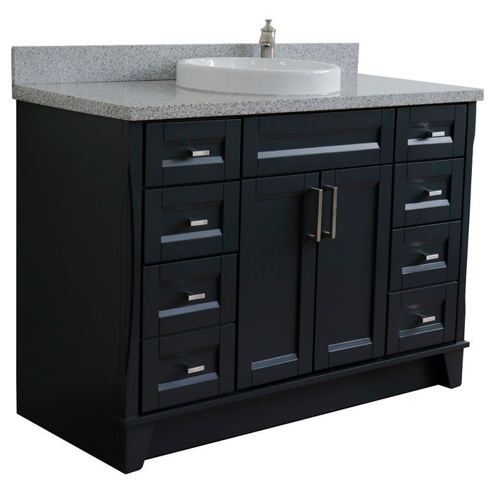 Bellaterra Home 49 in. Single Sink Vanity in Dark Gray Finish with Gray Granite and Round Sink