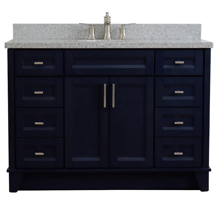 Bellaterra Home 49 in. Single Sink Vanity in Blue Finish with Gray Granite and and Oval Sink