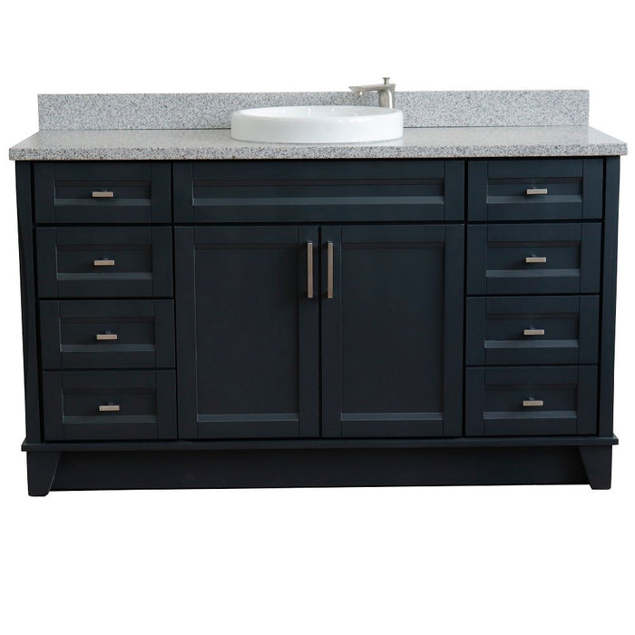 Bellaterra Home 61 in. Single Sink Vanity in Dark Gray Finish and Gray Granite and Round Sink
