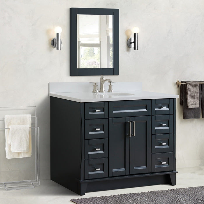 Bellaterra Home 49 in. Single Sink Vanity in Dark Gray Finish with White Quartz and and Oval Sink