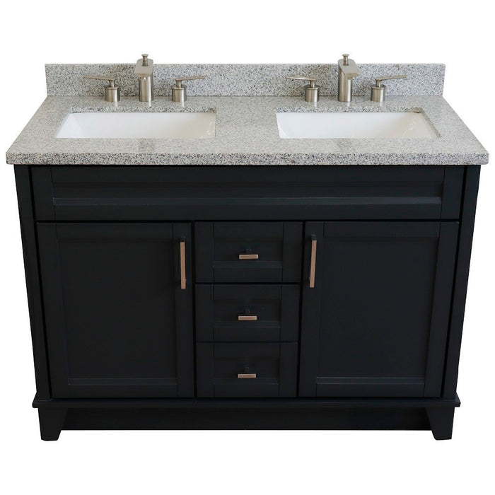 Bellaterra Home 49 in. Double Sink Vanity in Dark Gray Finish with Gray Granite and Rectangle Sink