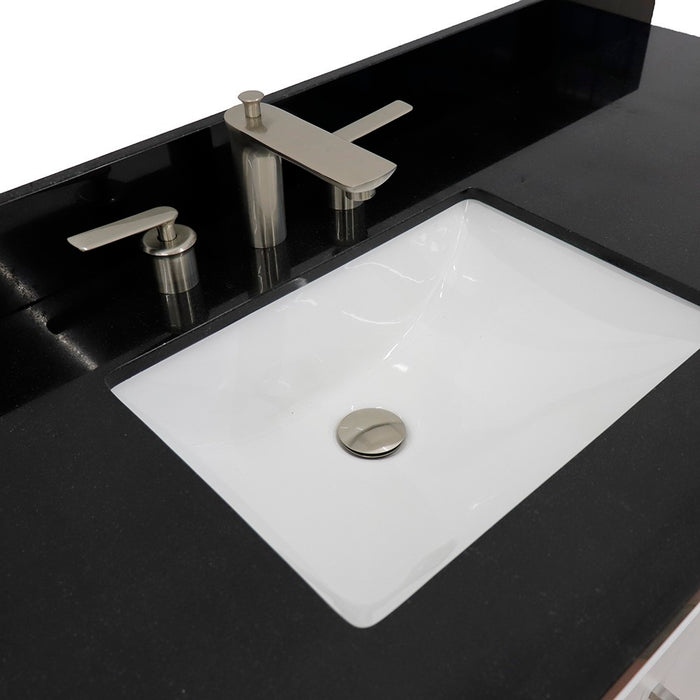 Bellaterra Home  61 in. Single Sink Vanity in White Finish and Black Galaxy Granite and Rectangle Sink