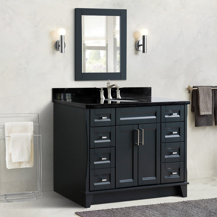 Bellaterra Home 49 in. Single Sink Vanity in Dark Gray Finish with Black Galaxy Granite and and Oval Sink