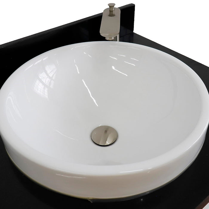 Bellaterra Home 61 in. Double Sink Vanity in White Finish and Black Galaxy Granite and Round Sink