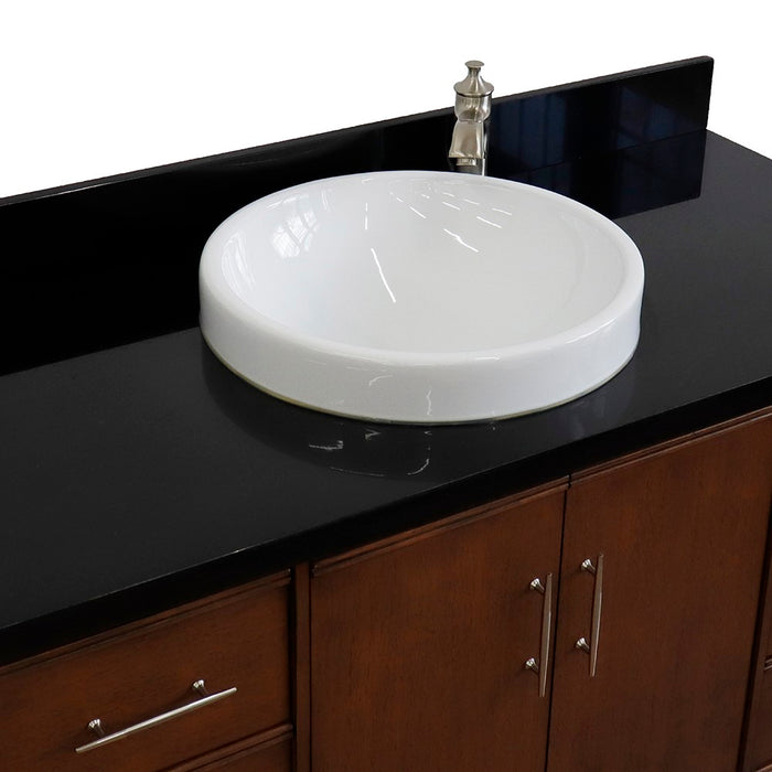 Bellaterra Home 49 in. Single Sink Vanity in Walnut Finish with Black Galaxy Granite and Round Sink