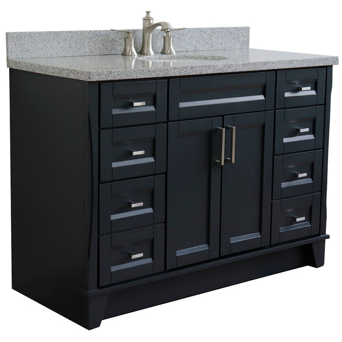 Bellaterra Home 49 in. Single Sink Vanity in Dark Gray Finish with Gray Granite and and Oval Sink