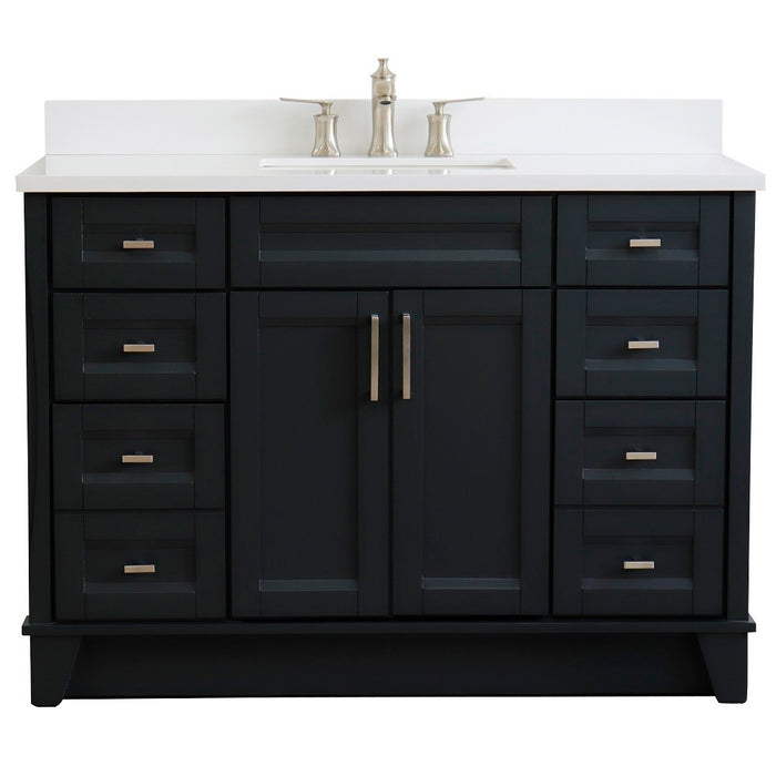 Bellaterra Home 49 in. Single Sink Vanity in Dark Gray Finish with White Quartz and Rectangle Sink