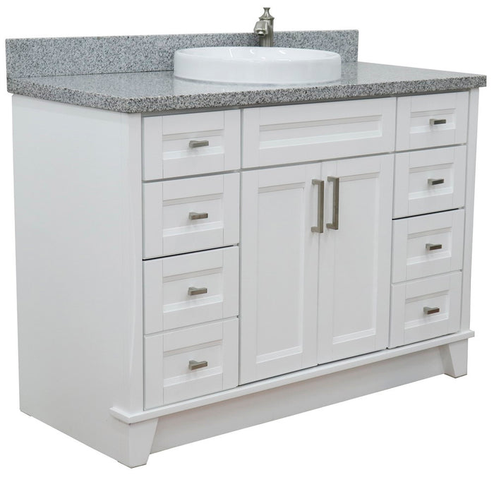 Bellaterra Home 49 in. Single Sink Vanity in White Finish with Gray Granite and Round Sink