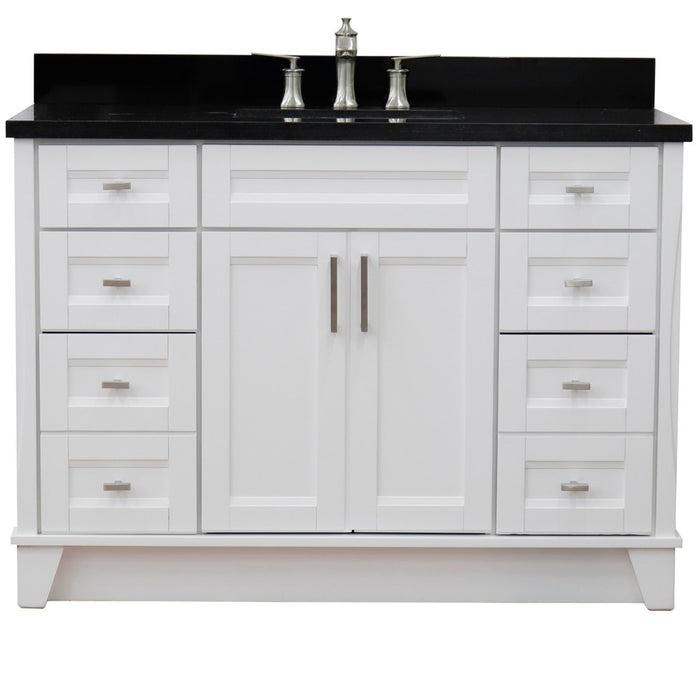 Bellaterra Home 49 in. Single Sink Vanity in White Finish with Black Galaxy Granite and Rectangle Sink