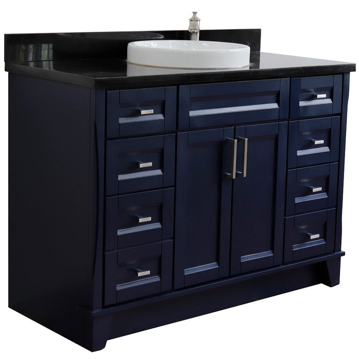 Bellaterra Home 49 in. Single Sink Vanity in Blue Finish with Black Galaxy Granite and Round Sink