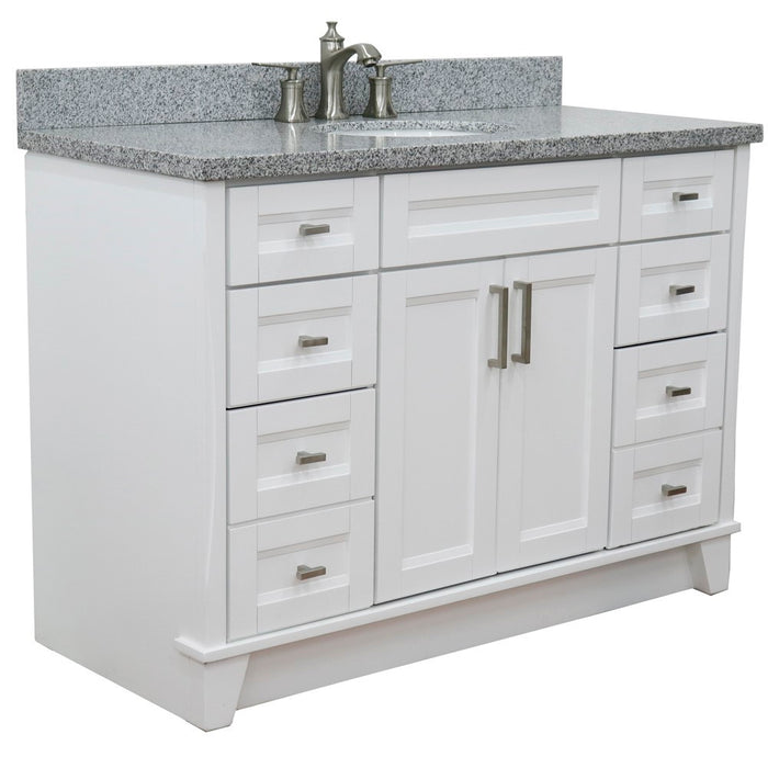 Bellaterra Home 49 in. Single Sink Vanity in White Finish with Gray Granite and and Oval Sink