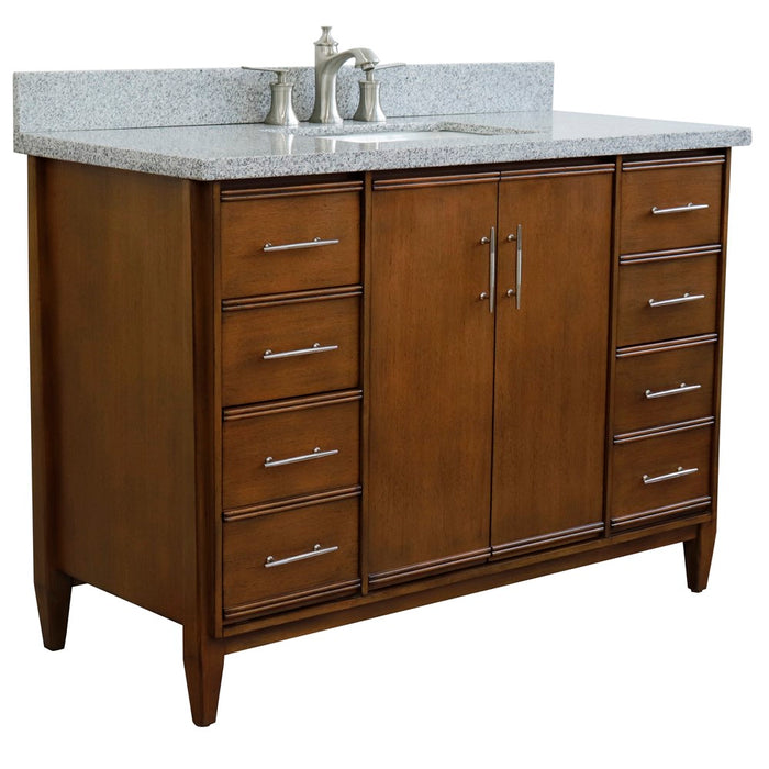 Bellaterra Home 49 in. Single Sink Vanity in Walnut Finish with Gray Granite and Rectangle Sink