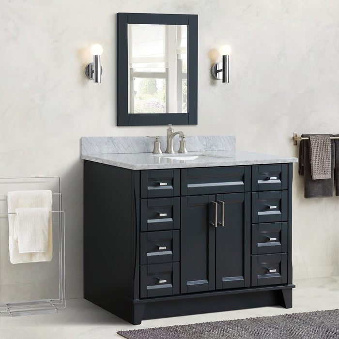 Bellaterra Home 49 in. Single Sink Vanity in Dark Gray Finish with White Carrara Marble and Rectangle Sink