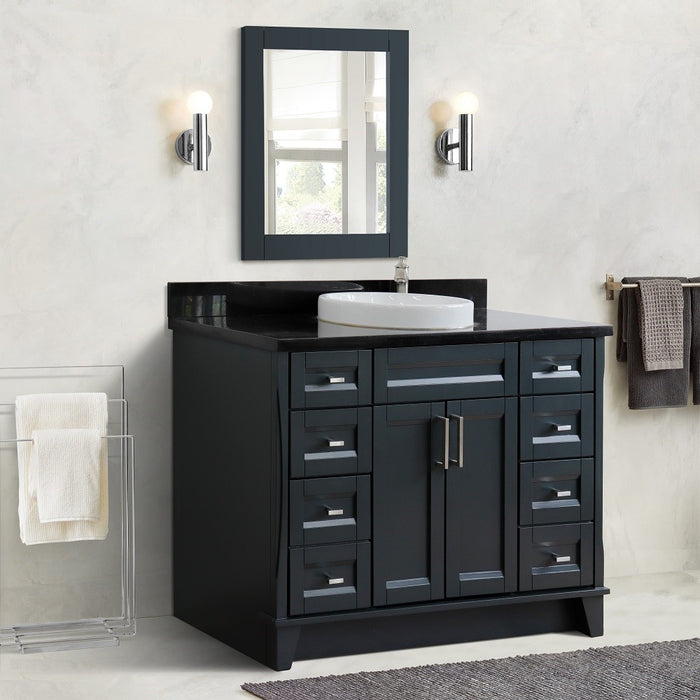 Bellaterra Home 49 in. Single Sink Vanity in Dark Gray Finish with Black Galaxy Granite and Round Sink