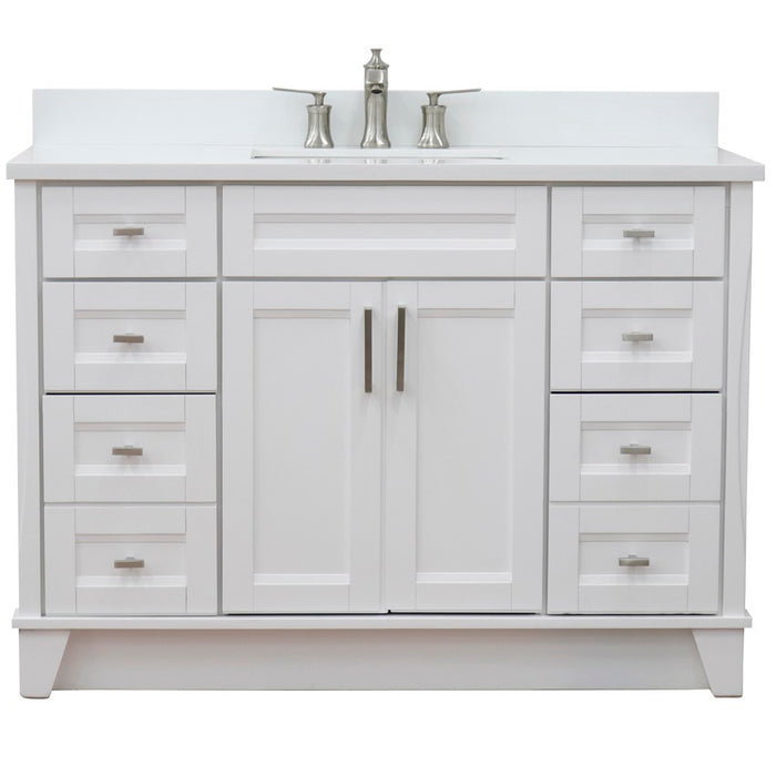 Bellaterra Home 49 in. Single Sink Vanity in White Finish with White Quartz and Rectangle Sink