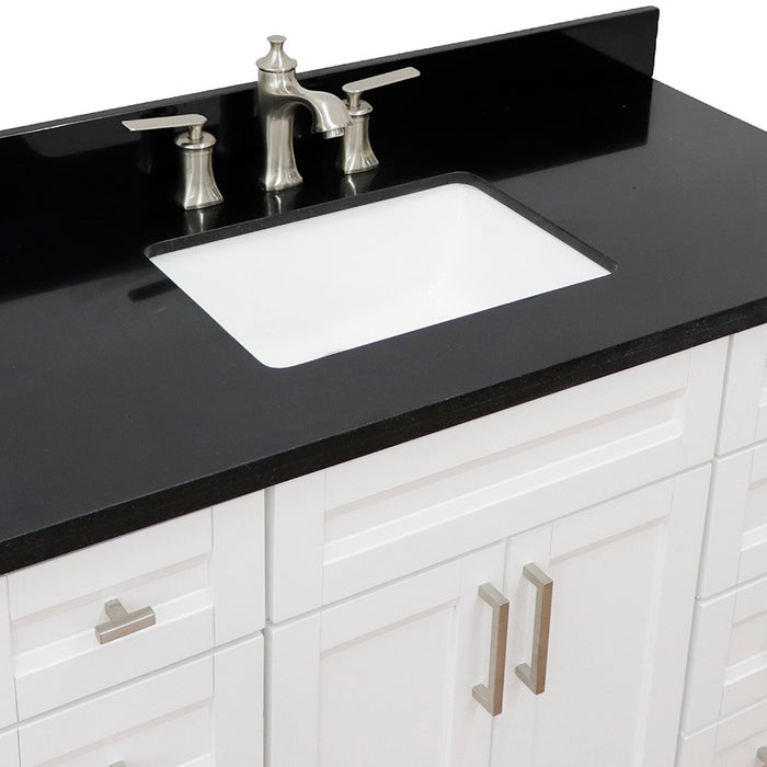 Bellaterra Home 49 in. Single Sink Vanity in White Finish with Black Galaxy Granite and Rectangle Sink