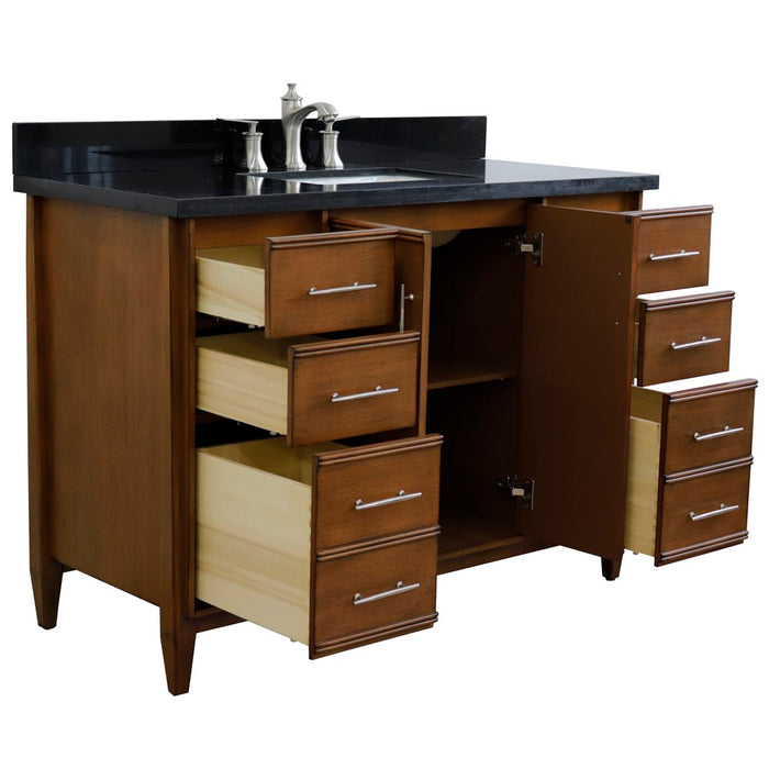 Bellaterra Home 49 in. Single Sink Vanity in Walnut Finish with Black Galaxy Granite and Rectangle Sink