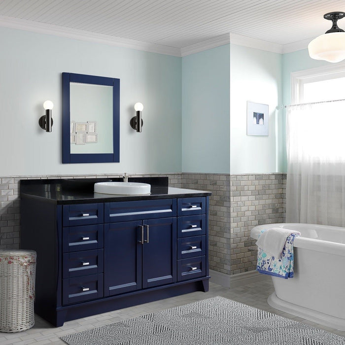 Bellaterra Home 61 in. Single Sink Vanity in Blue Finish and Black Galaxy Granite and Round Sink
