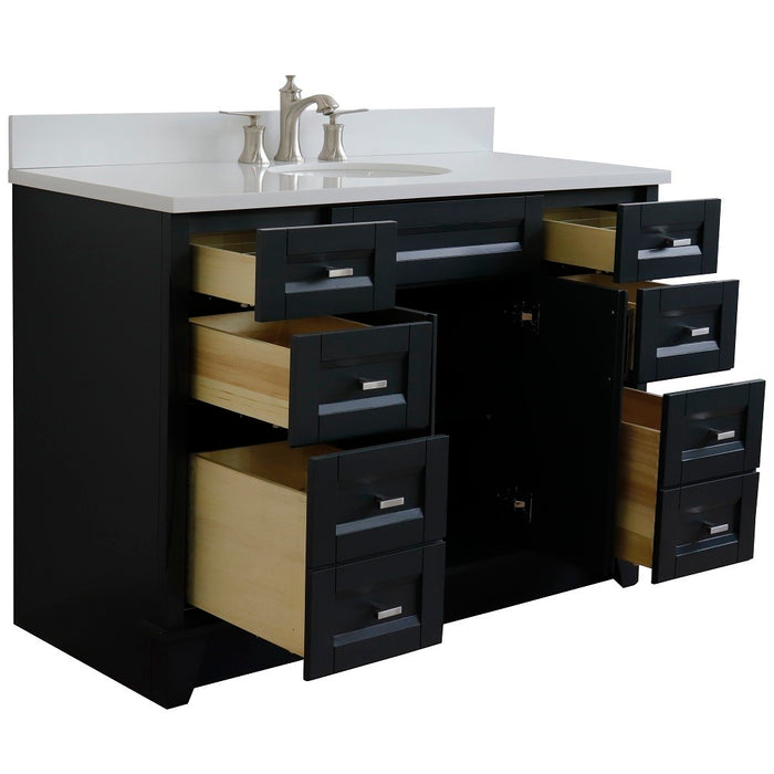 Bellaterra Home 49 in. Single Sink Vanity in Dark Gray Finish with White Quartz and and Oval Sink